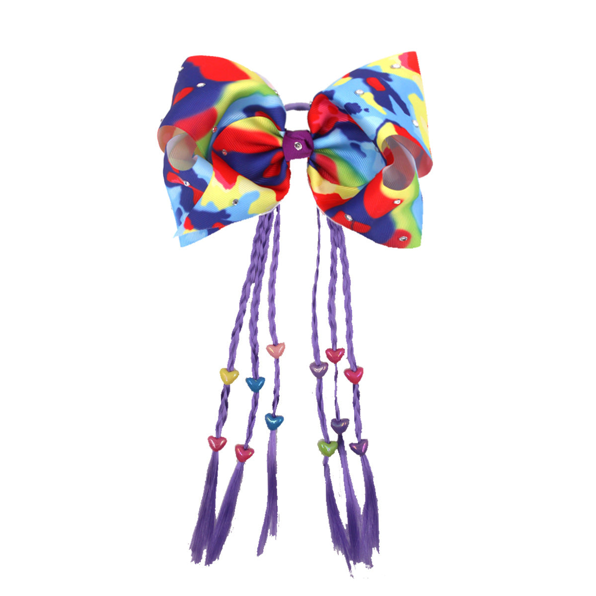 Venta al por mayor Rainbow Colors Twist Braid Bow Hair Ties